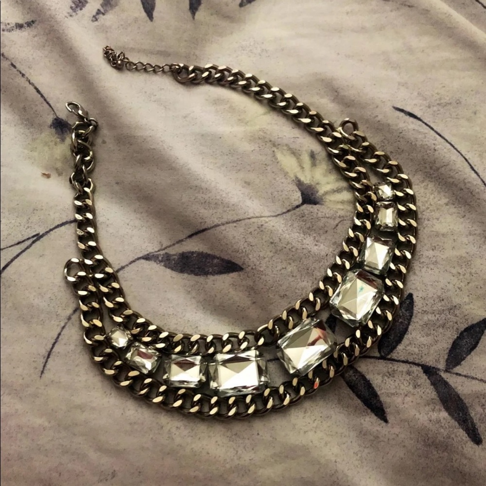 Forever 21 Crystal Chain Statement Necklace